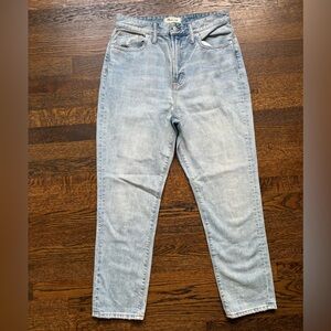 Madewell Curvy Perfect Vintage Jean, High Rise Straight Leg, Light Wash. Size 28